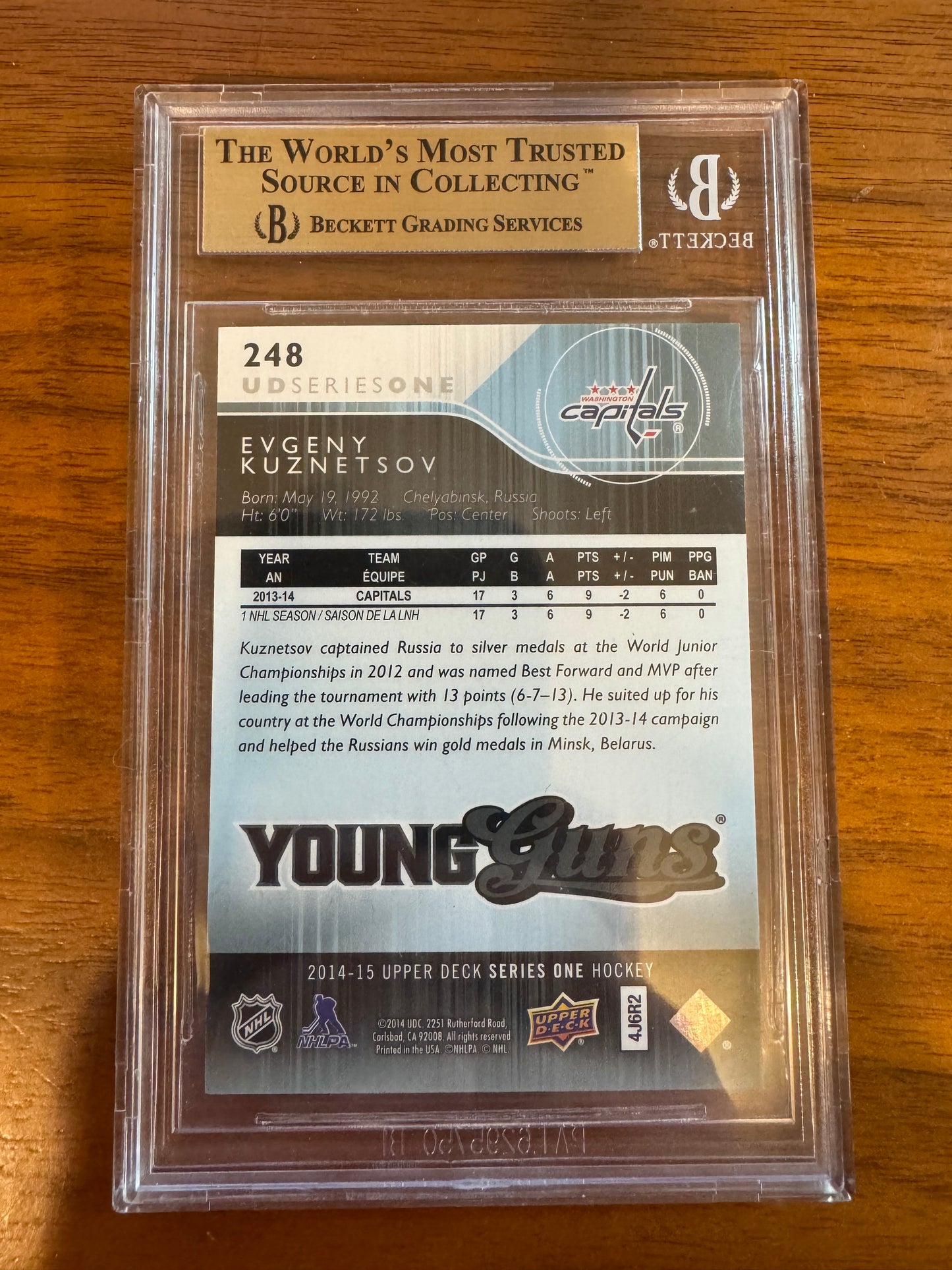 EVGENY KUZNETSOV - 2014 Upper Deck Young Guns HIGH GLOSS #248, /10, BGS 9.5