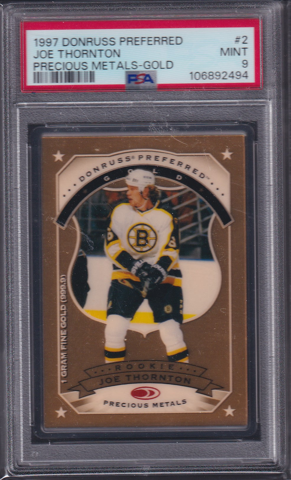 JOE THORNTON - 1997 Donruss Preferred Precious Metals GOLD Rookie #2, PSA 9