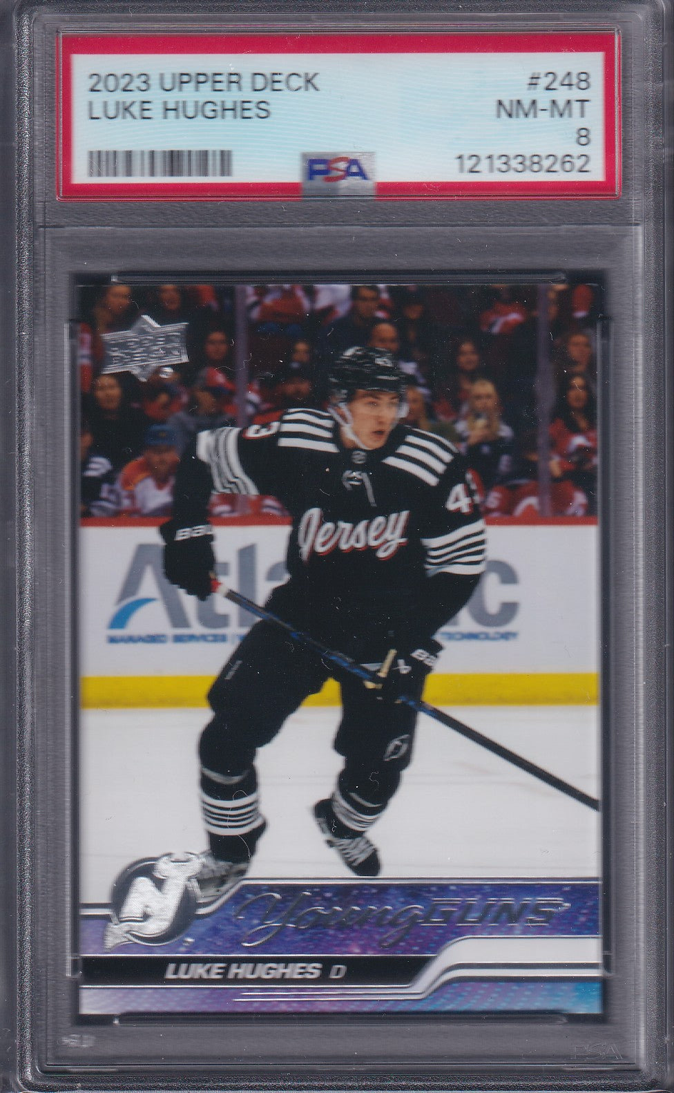 LUKE HUGHES - 2023 Upper Deck Young Guns #248, PSA 8