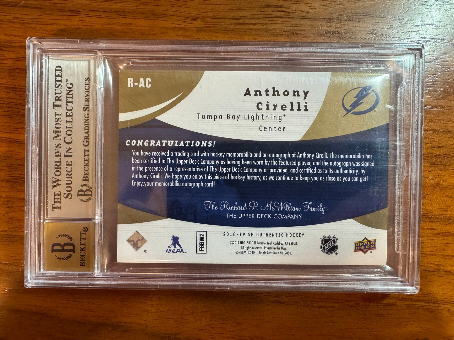 ANTHONY CIRELLI - 2018 SP Authentic Future Watch Auto Patch Retro /25 BGS 8/10