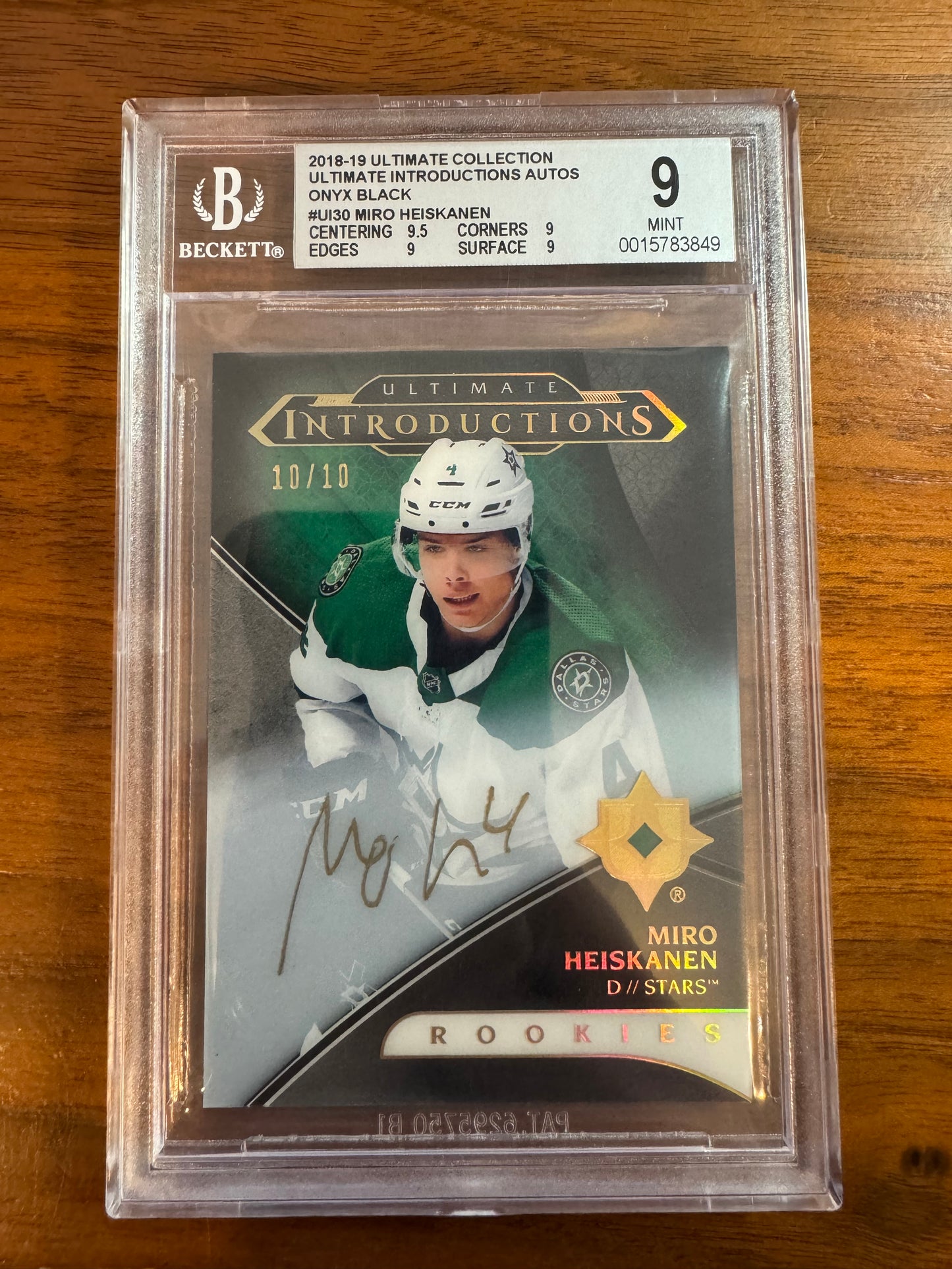 MIRO HEISKANEN - 2018 Ultimate Introductions Rookies Auto #UI-30, BGS 9/10, /10