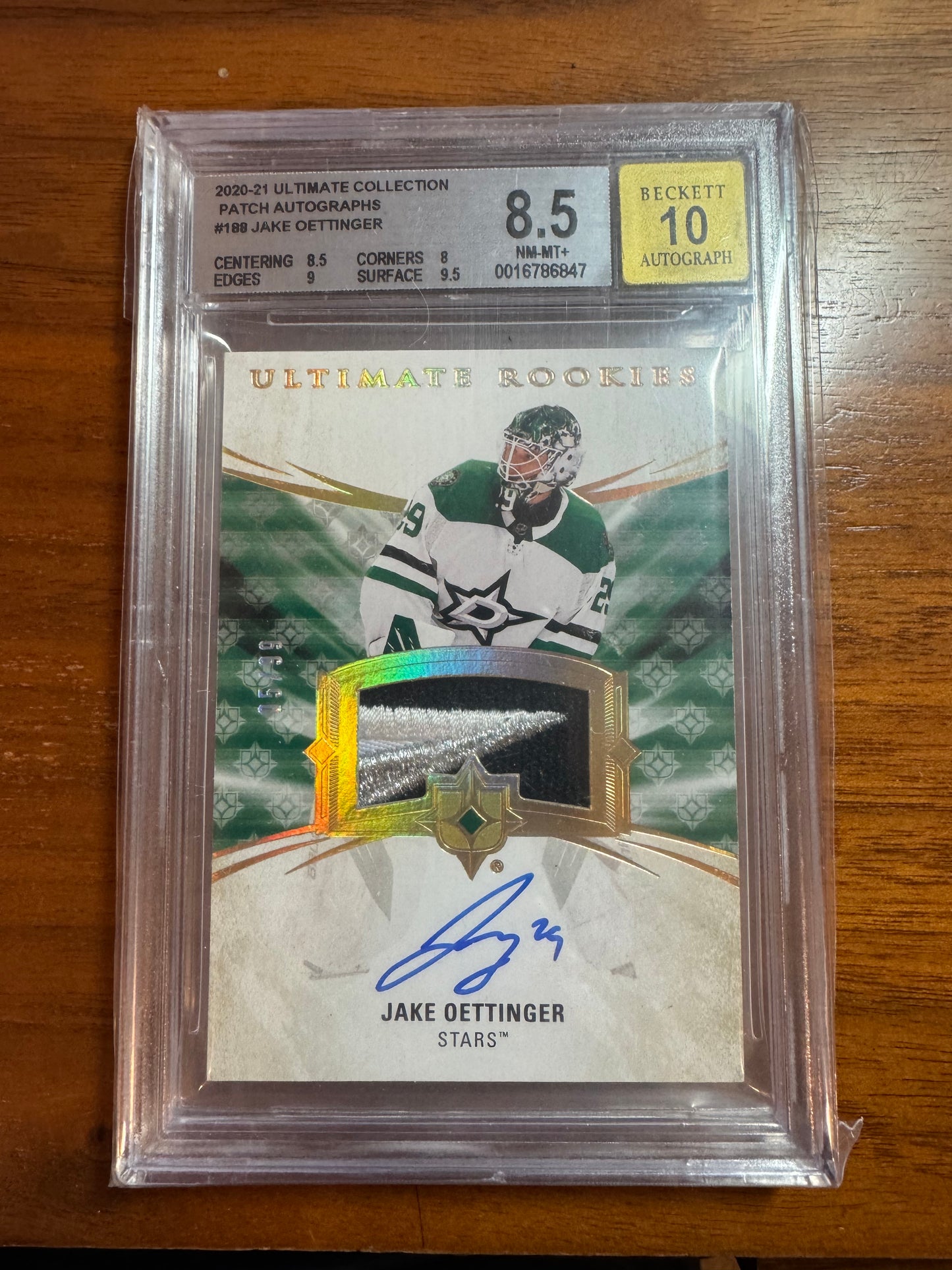 JAKE OETTINGER - 2020 Ultimate Rookies Auto Patch #188, /99, BGS 8.5/10