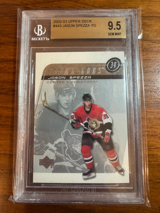 JASON SPEZZA - 2002 Upper Deck Young Guns #443, BGS 9.5