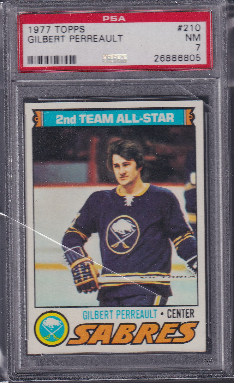 GILBERT PERREAULT - 1977 Topps #210, PSA 7
