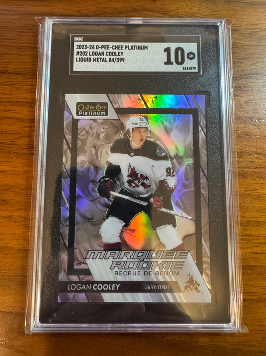 LOGAN COOLEY - 2023 O-Pee-Chee Platinum Liquid Metal Rookie #202, /399, SGC 10