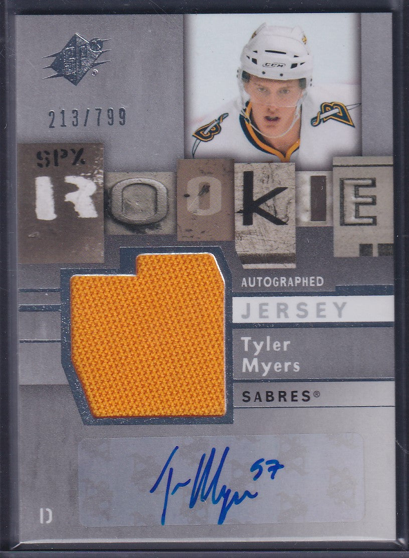 TYLER MYERS - 2009 SPx Rookie Auto Jersey Patch #166, /799