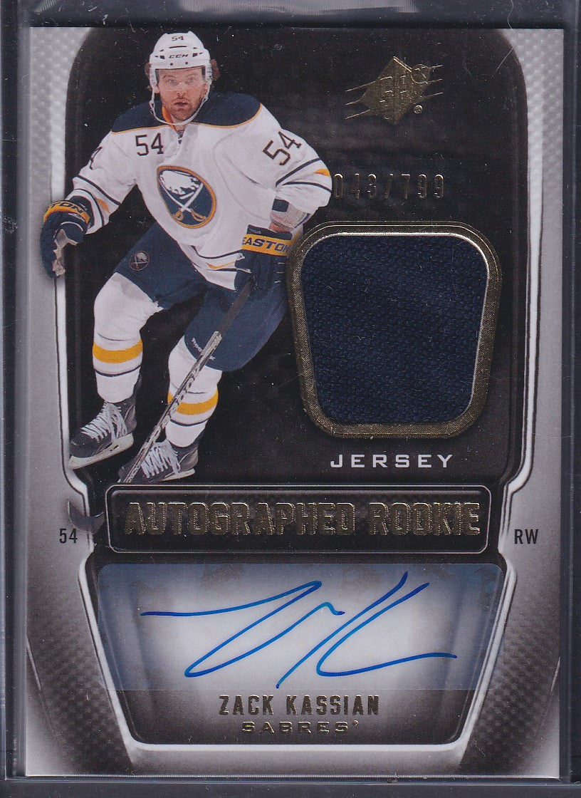 ZACK KASSIAN - 2011 SPx Autographed Rookie Jersey Patch #177, /799