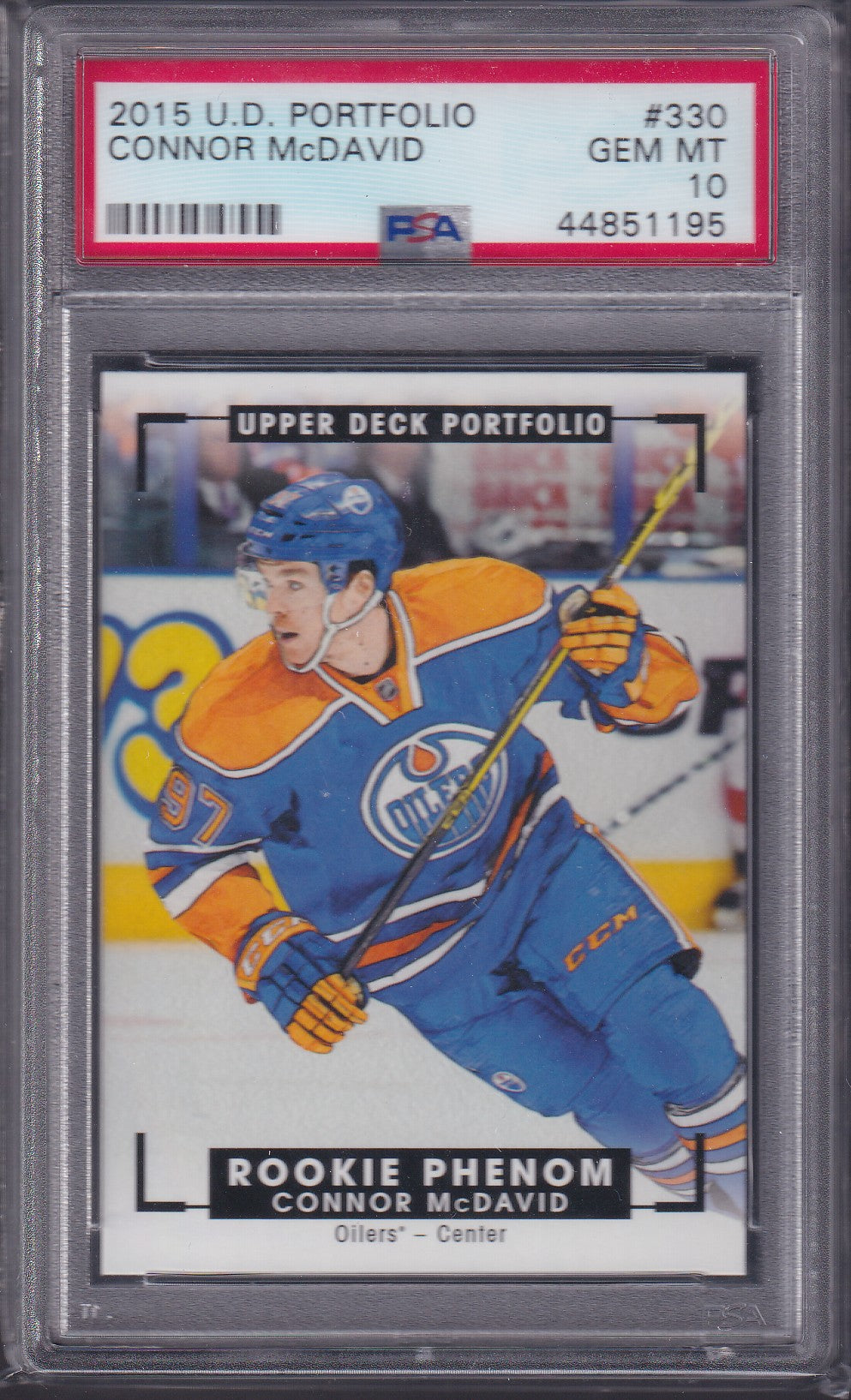 CONNOR MCDAVID - 2015 Upper Deck Portfolio Rookie Phenom #330, PSA 10