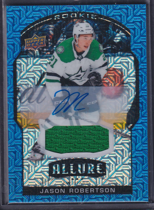 JASON ROBERTSON - 2020 Upper Deck Allure Rookie BLUE LINE AUTO JERSEY #82, /75