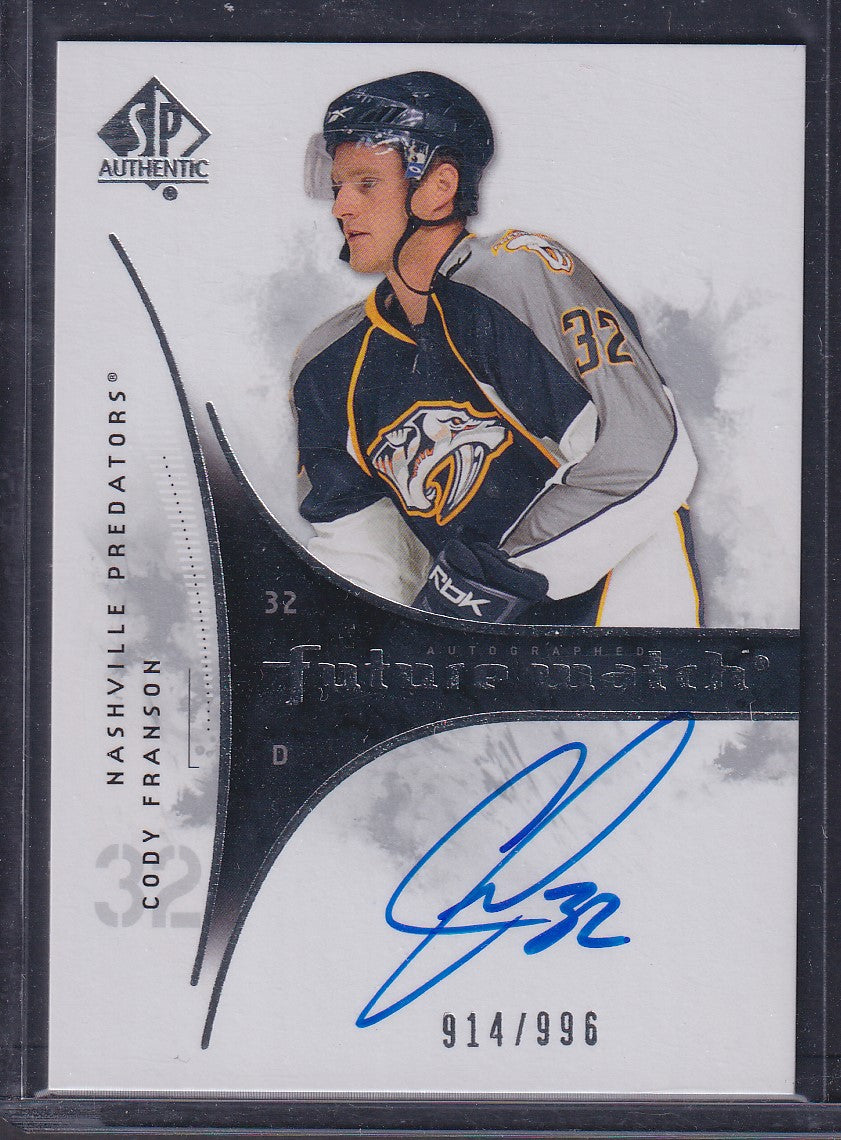 CODY FRANSON - 2009 SP Authentic Future Watch Auto #228, /996
