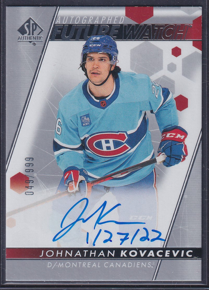 JOHNATHAN KOVACEVIC - 2022 SP Authentic Future Watch Auto INSCRIBED #168, /50