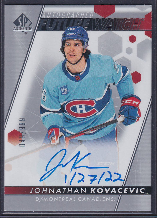 JOHNATHAN KOVACEVIC - 2022 SP Authentic Future Watch Auto INSCRIBED #168, /50