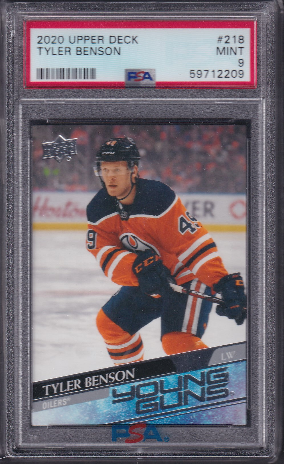 TYLER BENSON - 2020 Upper Deck Young Guns #218, PSA 9