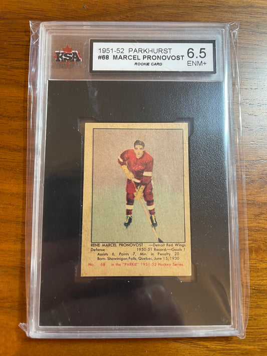 MARCEL PRONOVOST - 1951 Parkhurst Rookie #68, KSA 6.5