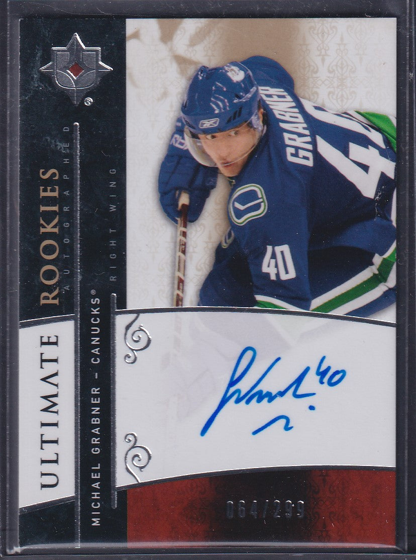 MICHAEL GRABNER - 2009 Upper Deck Ultimate Rookies Auto #125, /299