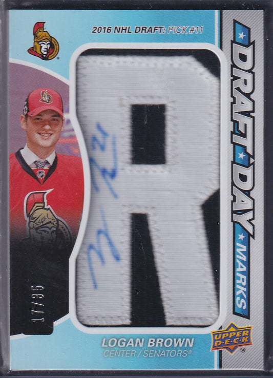 LOGAN BROWN - 2017 SP Game Used Draft Day Marks R Auto #DDM-LB, /35