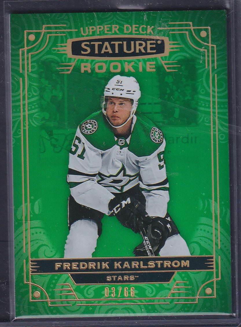 FREDRIK KARLSTROM - 2022 Upper Deck Stature Rookie #123, /66