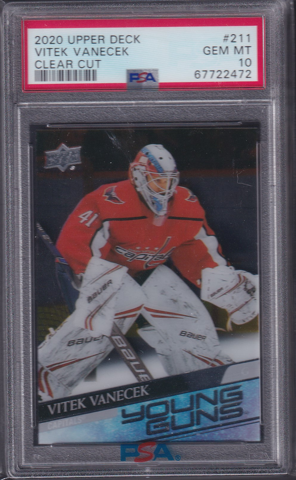 VITEK VANECEK - 2020 Upper Deck Young Guns CLEAR CUT #211, PSA 10