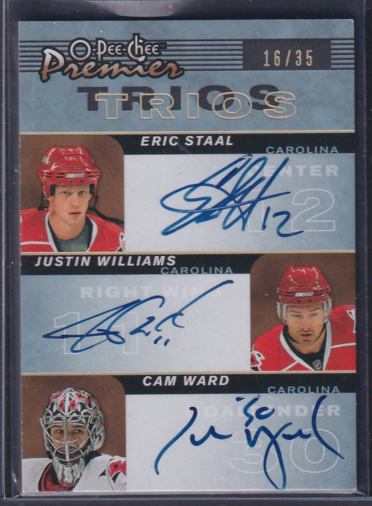 STAAL / WILLIAMS / WARD - 2007 O-Pee-Chee Premier Trios Auto #PP3-WSW, /35