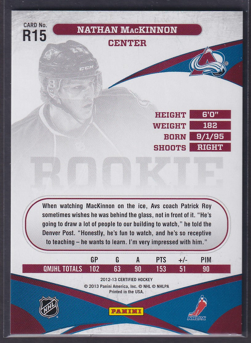 NATHAN MACKINNON - 2012 Panini Certified Rookie #R15, /99