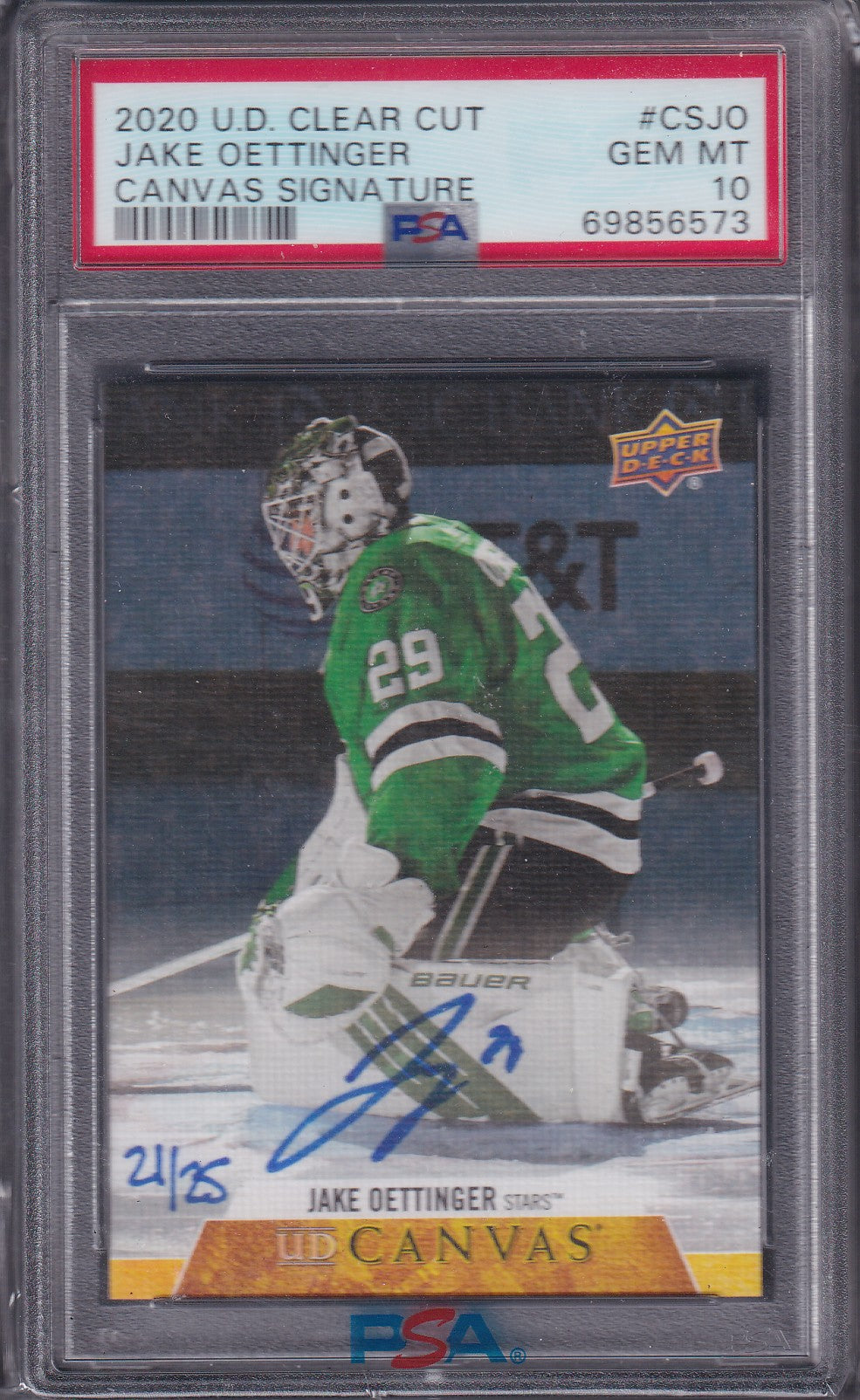 JAKE OETTINGER - 2020 UD Clear Cut Canvas Auto Rookie #CS-JO, PSA 10