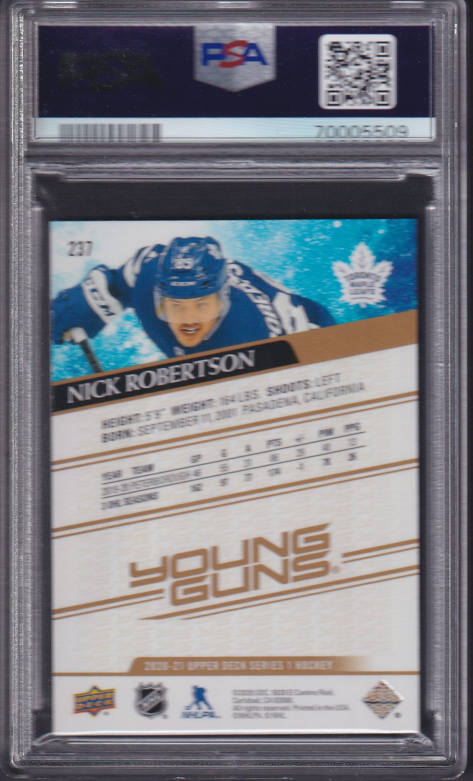 NICK ROBERTSON - 2020 Upper Deck Young Guns HIGH GLOSS #237, /10, PSA 9
