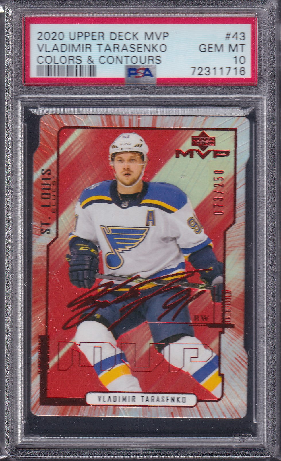 VLADIMIR TARASENKO - 2020 Upper Deck MVP Colors & Contours #43, /250, PSA 10