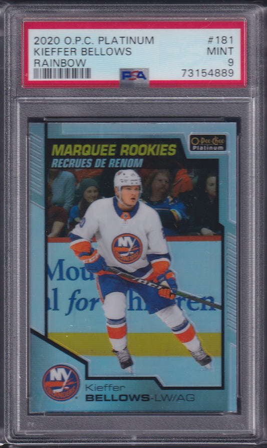 KIEFFER BELLOWS - 2020 O-Pee-Chee Platinum Rookie RAINBOW #181, PSA 9