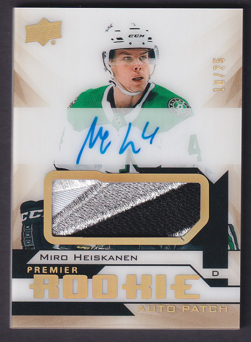 MIRO HEISKANEN - 2018 Upper Deck Premier Rookie Auto Patch GOLD #AR-MH, /25