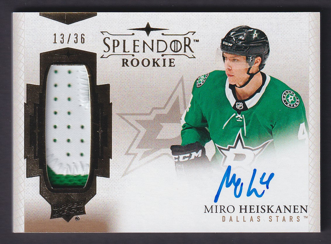 MIRO HEISKANEN - 2018 Upper Deck Splendor Rookie Auto Patch #S-MH, /36