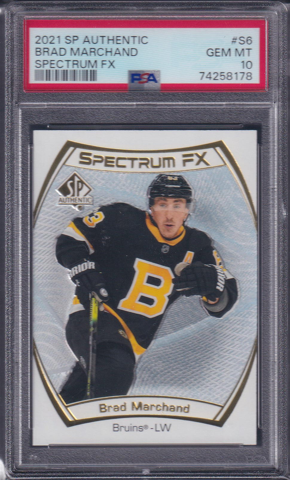 BRAD MARCHAND - 2021 SP Authentic Spectrum FX #S6, PSA 10