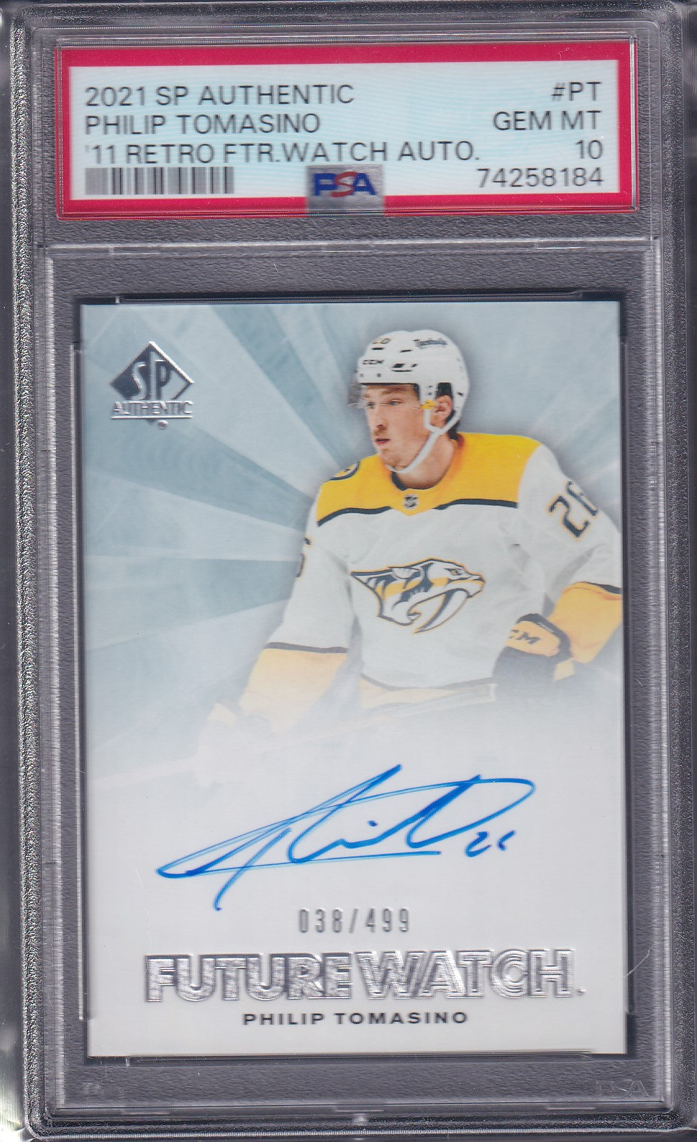 PHILIP TOMASINO - 2021 SP Authentic Future Watch Auto Retro #PT, /499, PSA 10