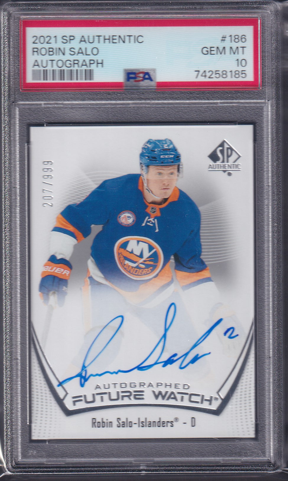 ROBIN SALO - 2021 SP Authentic Future Watch Auto #186, /999, PSA 10