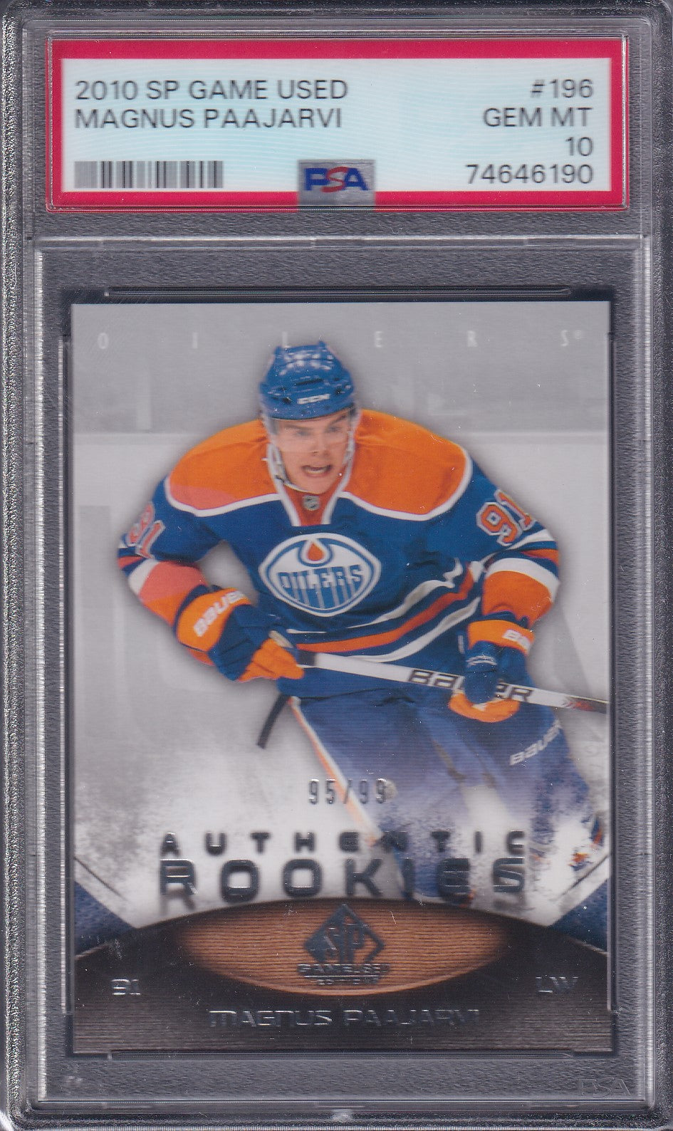 MAGNUS PAAJARVI - 2010 SP Game Used Authentic Rookies #196, /99, PSA 10
