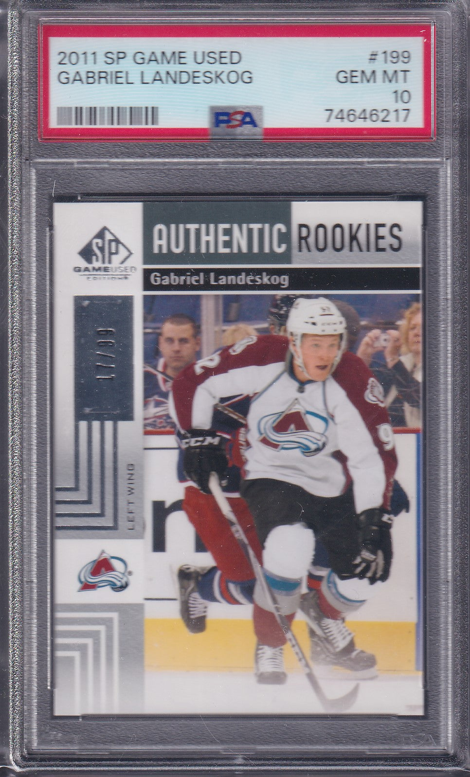 GABRIEL LANDESKOG - 2011 SP Game Used Authentic Rookies #199, /99, PSA 10