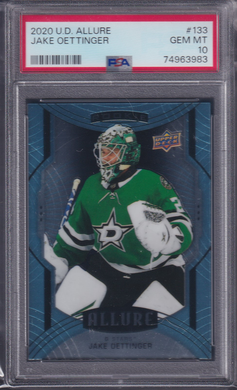 JAKE OETTINGER - 2020 Upper Deck Allure Rookie #133, PSA 10