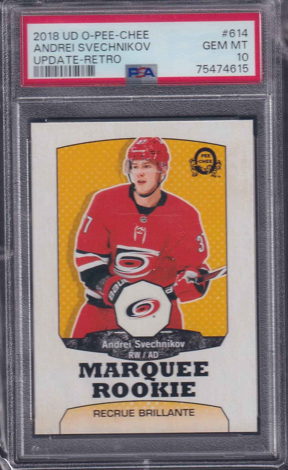 ANDREI SVECHNIKOV - 2018 UD O-Pee-Chee Marquee Rookie Retro Update #614, PSA 10