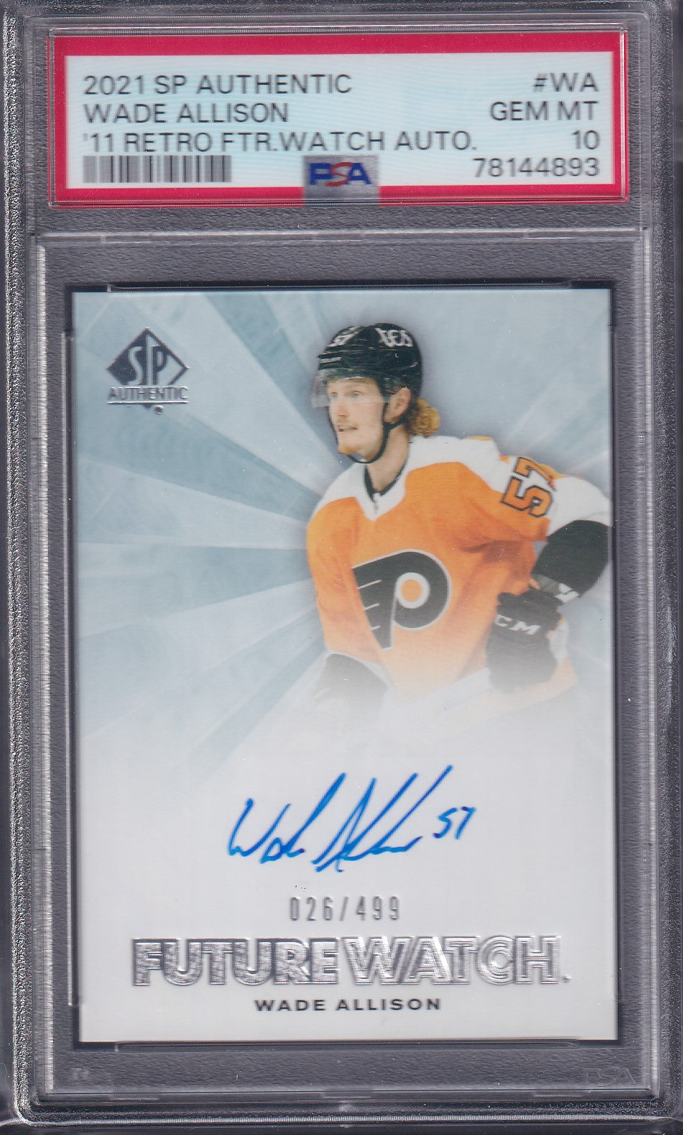 WADE ALLISON - 2021 SP Authentic Future Watch Auto Retro #WA, PSA 10, /499