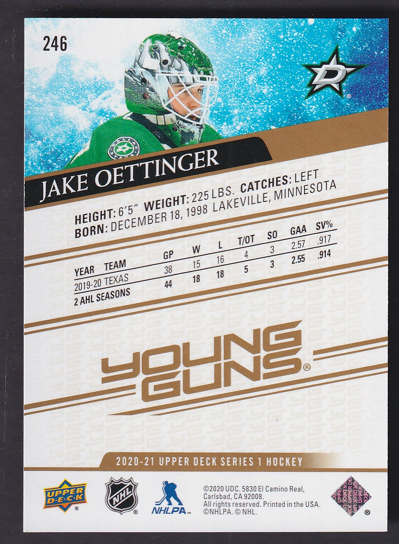 JAKE OETTINGER - 2020 Upper Deck Young Guns HIGH GLOSS #246, /10