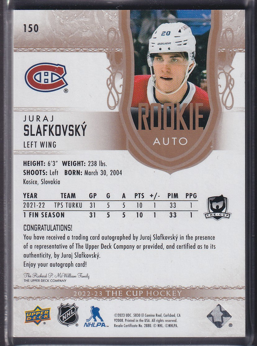 JURAJ SLAFKOVSKY - 2022 The Cup Rookie Auto #150, /24