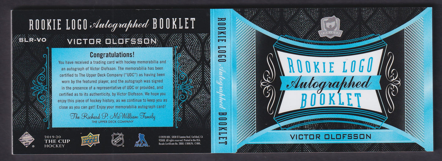 VICTOR OLOFSSON - 2019 The Cup Rookie Auto Logo Patch Booklet #BLR-VO, /3