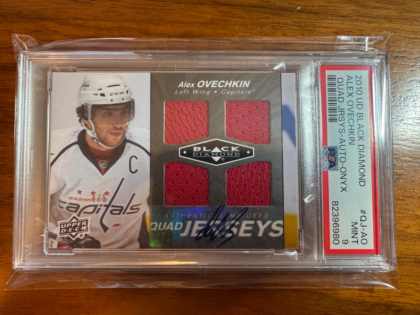 ALEX OVECHKIN - 2010 Black Diamond Quad Jersey Auto Patch ONYX #QJ-AO, /5, PSA 9