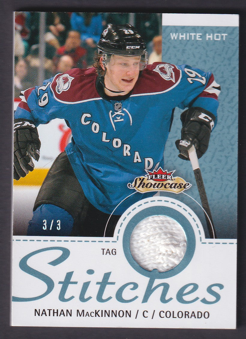 NATHAN MACKINNON - 2013 Fleer Showcase White Hot Stitches #S-NM, /3