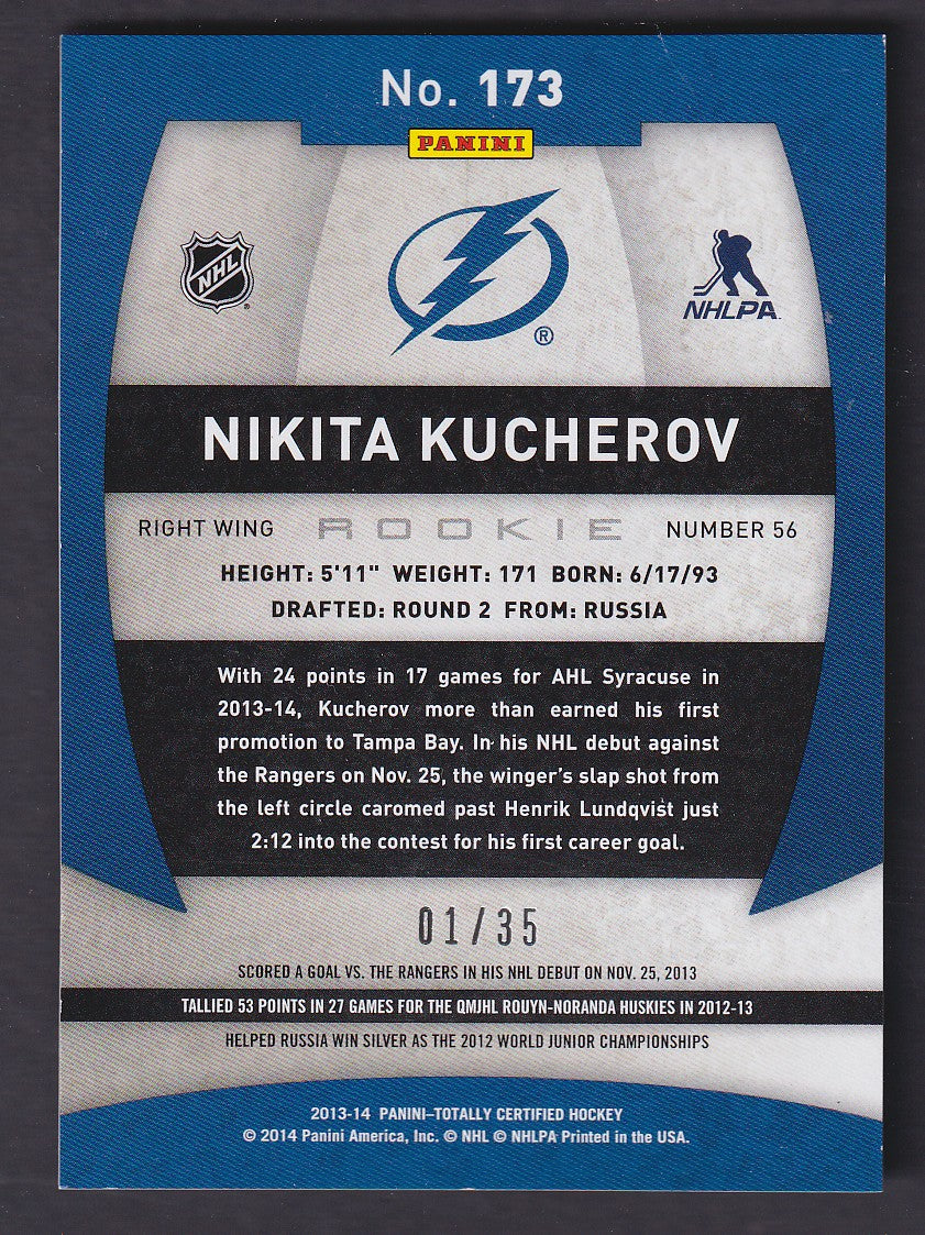 NIKITA KUCHEROV - 2013 Panini Totally Certified Rookie #173, /35