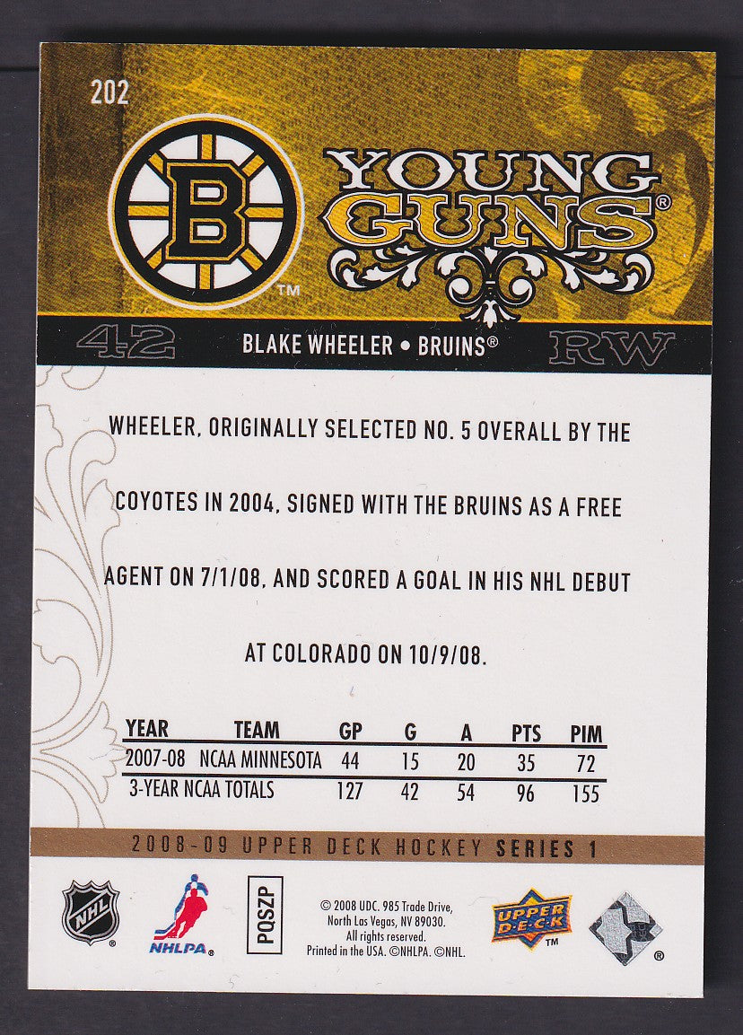 BLAKE WHEELER - 2008 Upper Deck Young Guns HIGH GLOSS #202, /10