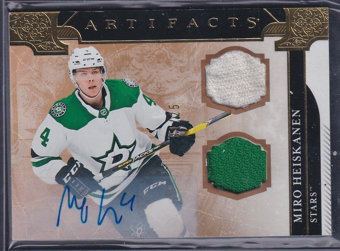 MIRO HEISKANEN - 2019 Upper Deck Artifacts Auto Dual Patch #III, /25