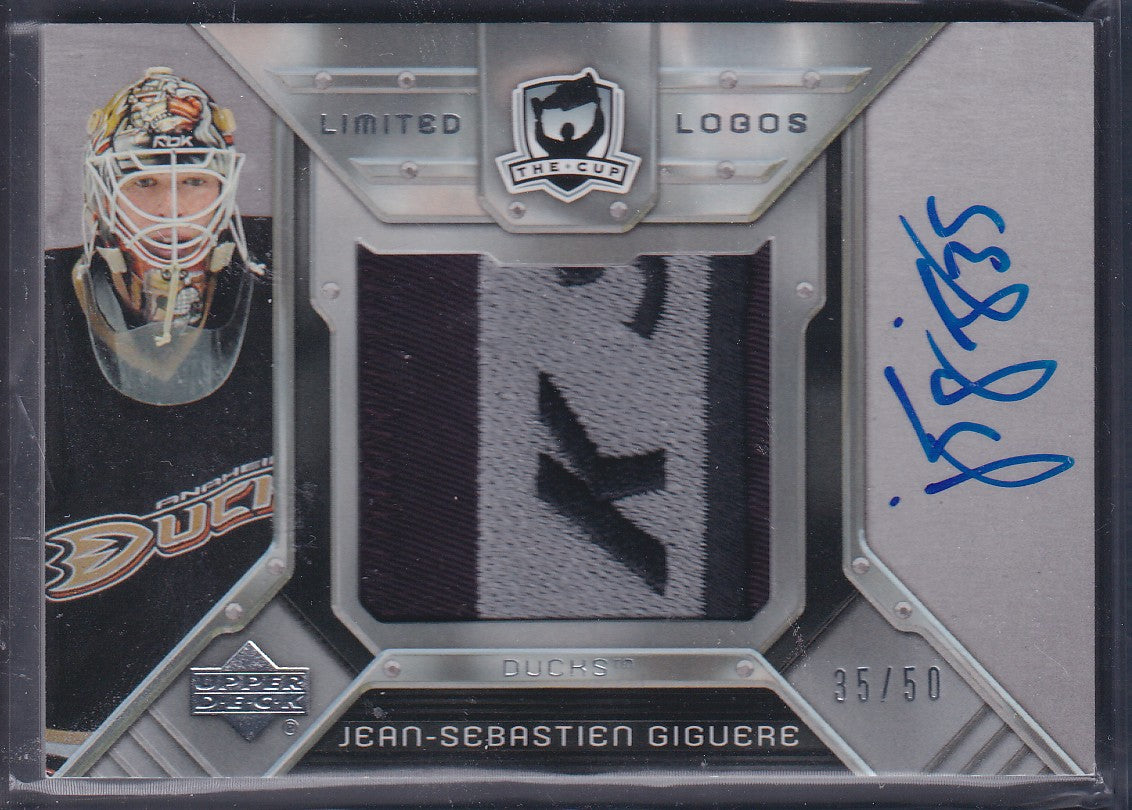 JEAN-SEBASTIEN GIGUERE - 2006 The Cup Limited Logos Auto #LL-JG, JERSEY #35/50