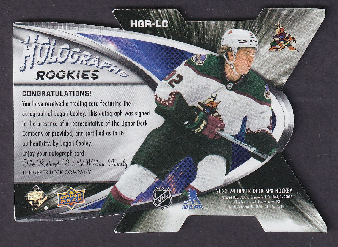 LOGAN COOLEY - 2023 Upper Deck SPx Holographs Rookies Auto #HGR-LC, /25