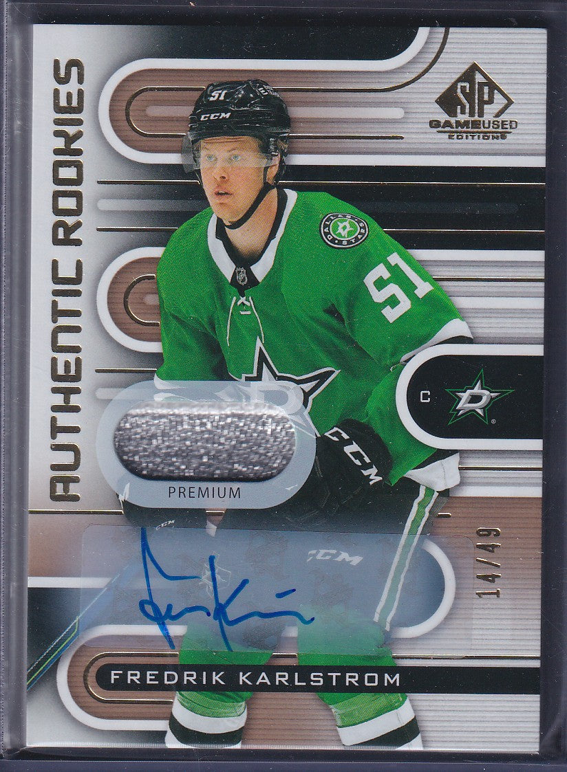 FREDRIK KARLSTROM - 2022 SP Game Used Authentic Rookie Auto Patch #191, /49