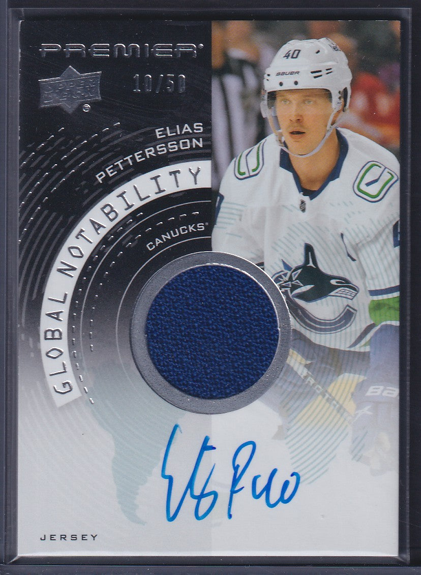 ELIAS PETTERSSON - 2023 UD Premier Global Notability Auto Patch #GNA-EP, /50
